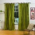 thumbnail image 1 of Olive Green Tie Top Sheer Sari Cafe Curtain / Drape / Panel-43W x 36L-Piece, 1 of 2