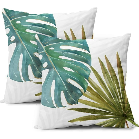 Olive Green Tropical Leaves Pillow Covers Set of 2 20x20 Inch Monstera Banana Palm Leaf Couch Pillow Cases Botanical Summer Farmhouse Throw Pillows Fresh Home Decor for Living Room Bedroom Cushio