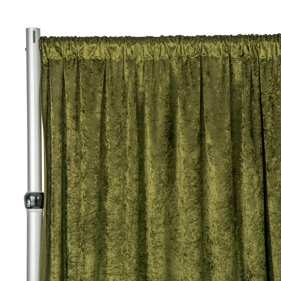 Olive Green Velvet Photo Drape/Backdrop Curtain Panel w/4" Rod Pockets 14Ft X 52"(1 Panel Only) for Wedding, Tradeshow, Showroom, Birthday Party, Theater Stage Decoration