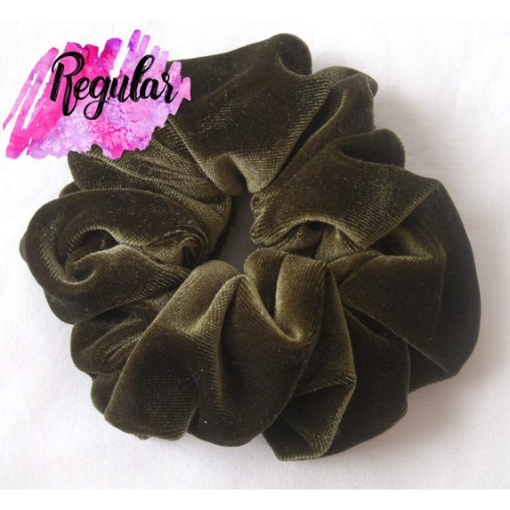 Penny's Boutique Olive Green Velvet Scrunchy - Regular