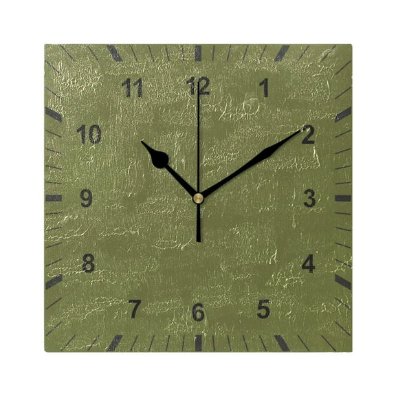 Olive Green Wall Clock Battery Operated Silent Non-Ticking Bedroom Office Kitchen Home School Decor 7.8"(Black)