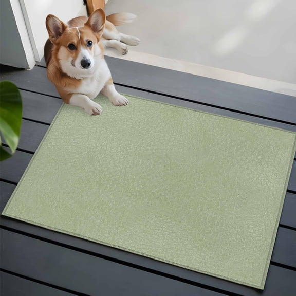 Olive Green Washable Entry Rug 2x3 Natural Solid Color Organic Mottling Texture Low Pile Indoor Door Mat with Rubber Backing Thin Area Rug for for Entrance, Bedroom, Kitchen, Laundry, Bathroom