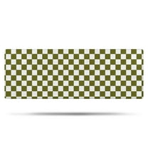 Olive Green and White Checkerboard Pattern Bathroom Rugs Mat,Non Slip Microfiber Bathroom Rug,Rubber Backing,Soft Bathroom Mats for Bathroom Floor,Tub and Shower,47x17in(120x43cm)