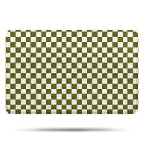 Olive Green and White Checkerboard Pattern Bathroom Rugs Mat,Non Slip Microfiber Bathroom Rug,Rubber Backing,Soft Bathroom Mats for Bathroom Floor,Tub and Shower,17x27in(43x68cm)