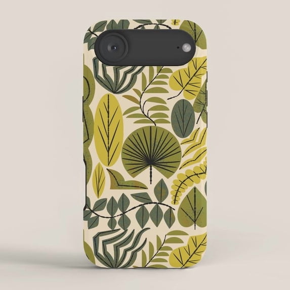 Leaf Tech Olive Green and Mustard Tropical Leaf Tough Case for Apple iPhone ...