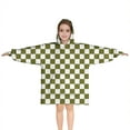 thumbnail image 1 of Olive Green and White Checkerboard Pattern Blanket Hoodies for Kids 6-13YR Oversize Wearable Blanket Hoodies for Boys Girls Teens, 1 of 7