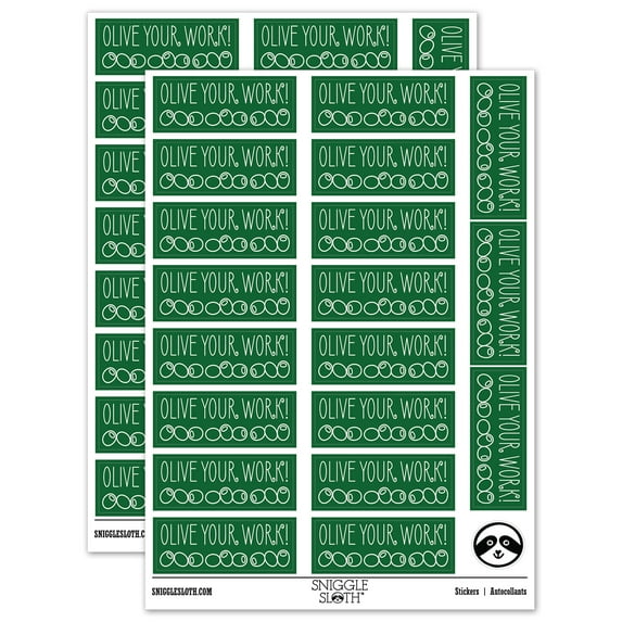 Olive I Love Your Work Teacher Student School Sticker Set - Dark Green - Matte Finish - 2.00" Large