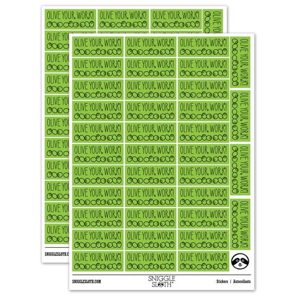 Olive I Love Your Work Teacher Student School Sticker Set - Light Green - Matte Finish - 1.5" Small