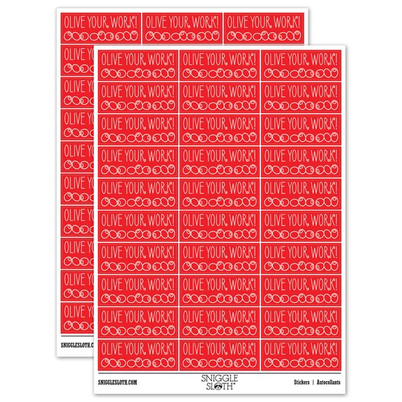 Olive I Love Your Work Teacher Student School Sticker Set - Red - Gloss Finish - 1.75" Medium