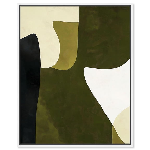 Olive Interplay III Canvas Print Living Room Wall Art by Art Remedy, White Frame, 24 x 30