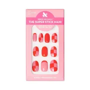 Olive & June Fake Nails - Short Round - Pink Checker Party - 32ct
