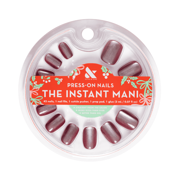 Olive & June Instant Mani Extra Short Squoval Press-On Nails, Velvet Berry, 42 Pieces