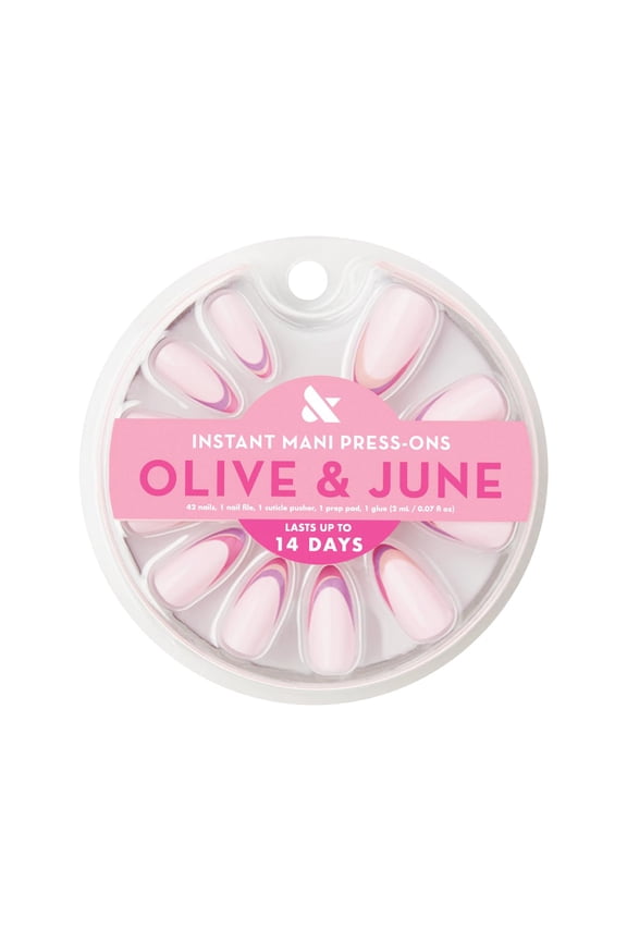 Press-on Nails Mani - Almond Double French Twist - Long - 42ct