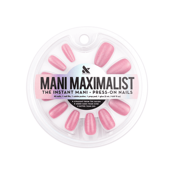 Olive & June Instant Mani Maximalist Coffin Medium Press-On Nails, Rose Velvet, 42 Pieces