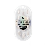 Olive & June Instant Mani Maximalist Medium Coffin Press-On Nails, White Chrome French, 42 Pieces