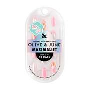 Olive & June + Bubble Instant Mani Medium Almond Press-on Nails, Chrome Flower Mixed Pack, 42 Pieces