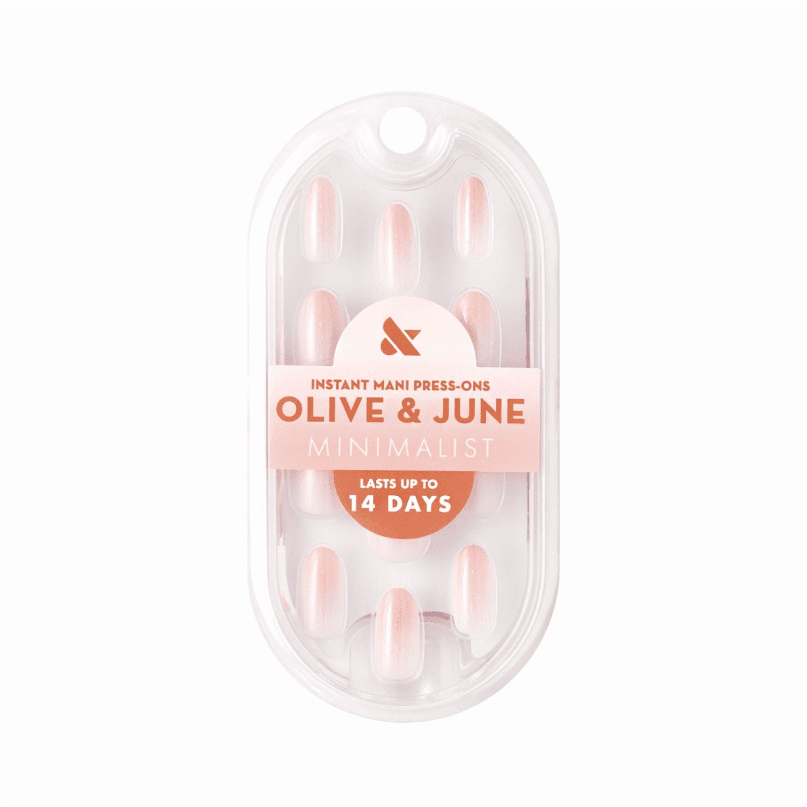 Olive & June Instant Mani Minimalist Medium Oval Press-On Nails, Rose Gradient Shimmer, 42 Pieces