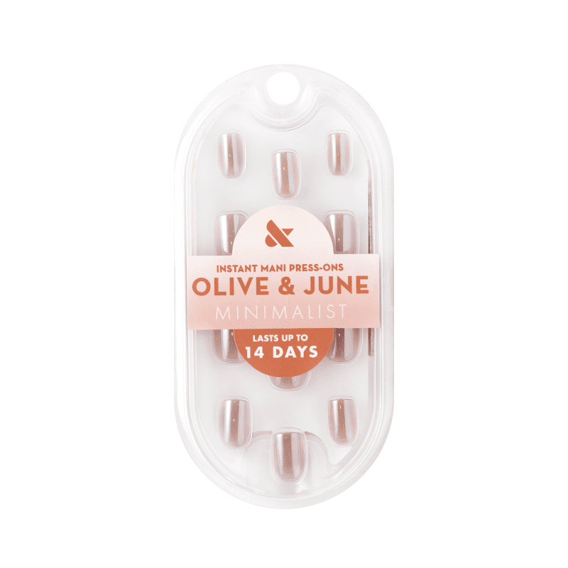 Olive & June Instant Mani Minimalist Squoval Extra Short Press-On Nails, Taupe Jelly Chrome, 42 Pieces