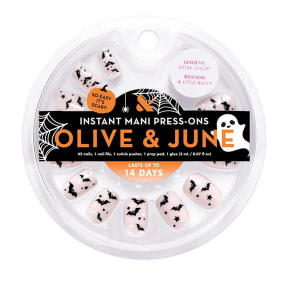 Olive & June Instant Mani Extra Short Squoval Press-on Nails, A Little Batty, 42 Pieces