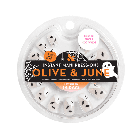 Olive & June Instant Mani Short Round Press-on Nails, Boo Who?, 42 Pieces