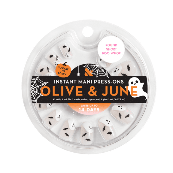Olive & June Instant Mani Short Round Press-on Nails, Boo Who?, 42 Pieces