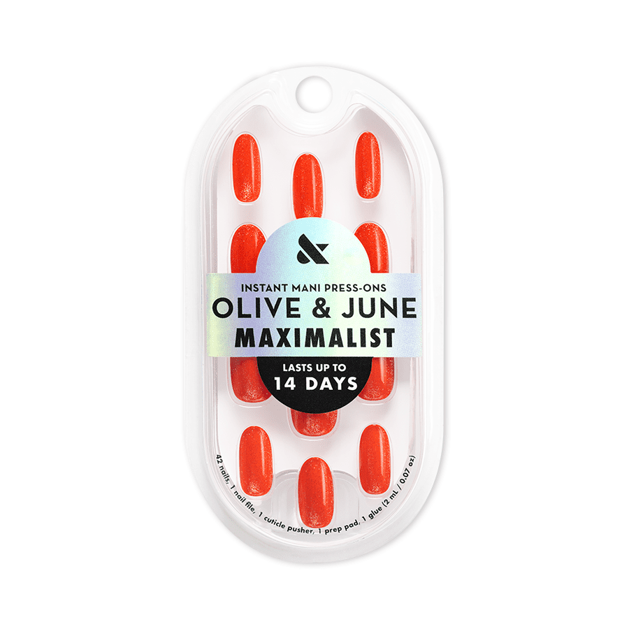 Olive & June Instant Mani Maximalist Medium Oval Press-On Nails, Velvet Lava, 42 Pieces