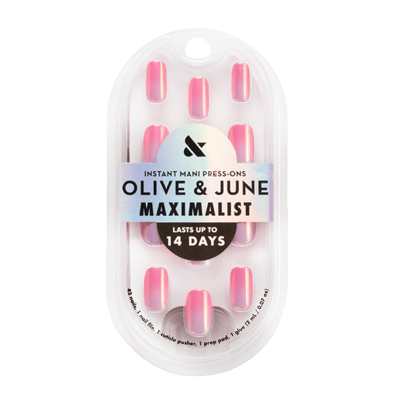 Olive & June Instant Mani Maximalist Short Squoval Press-On Nails, Sunrise Chrome, 42 Pieces