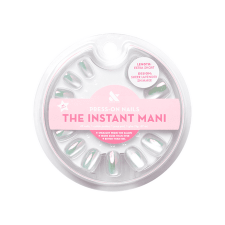 Olive & June Instant Mani Round Extra Short Press-On Nails, Lavender Shimmer, 42 Pieces