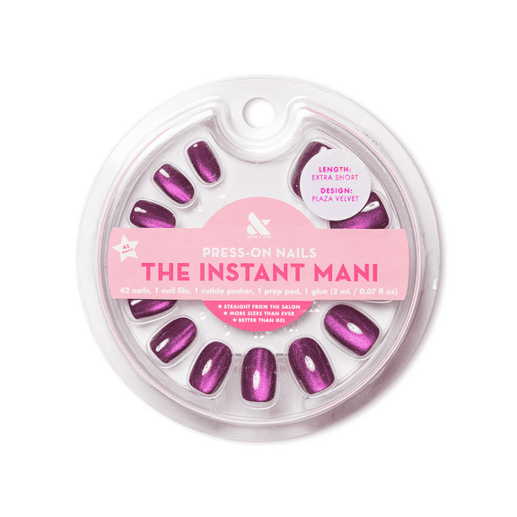 Olive & June Instant Mani Extra Short Round Press-on Nails, Purple, Velvet Plaza, 42 Pieces
