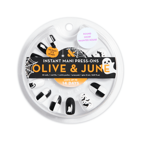Olive & June Instant Mani Short Round Press-on Nails, Haunted House, 42 Pieces