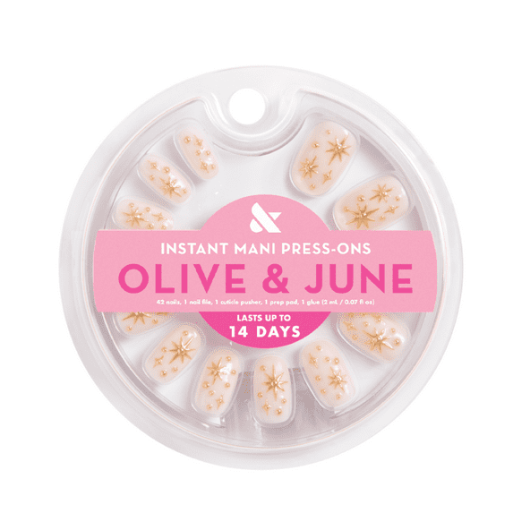 Olive & June Instant Mani Short Round Press-on Nails, Confetti Sparkle, 42 Pieces