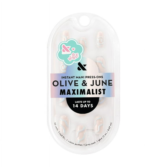 Olive & June + Bubble Instant Mani Short Round Press-on Nails, Puffy Swirls, 42 Pieces