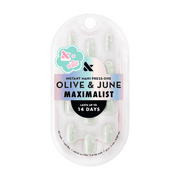 Olive & June + Bubble Instant Mani Short Round Press-on Nails, Teal Chrome Flower Shower, 42 Pieces