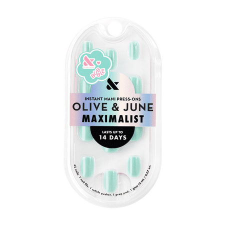 Olive & June + Bubble Instant Mani Extra Short Squoval Press-on Nails, Slam Dunk Chrome, 42 Pieces