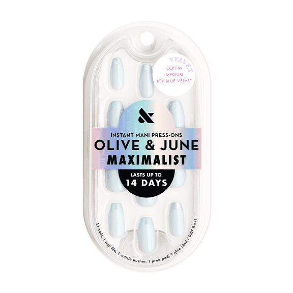 Olive & June Maximalist Press - On Nails Icy Blue Velvet M Coffin