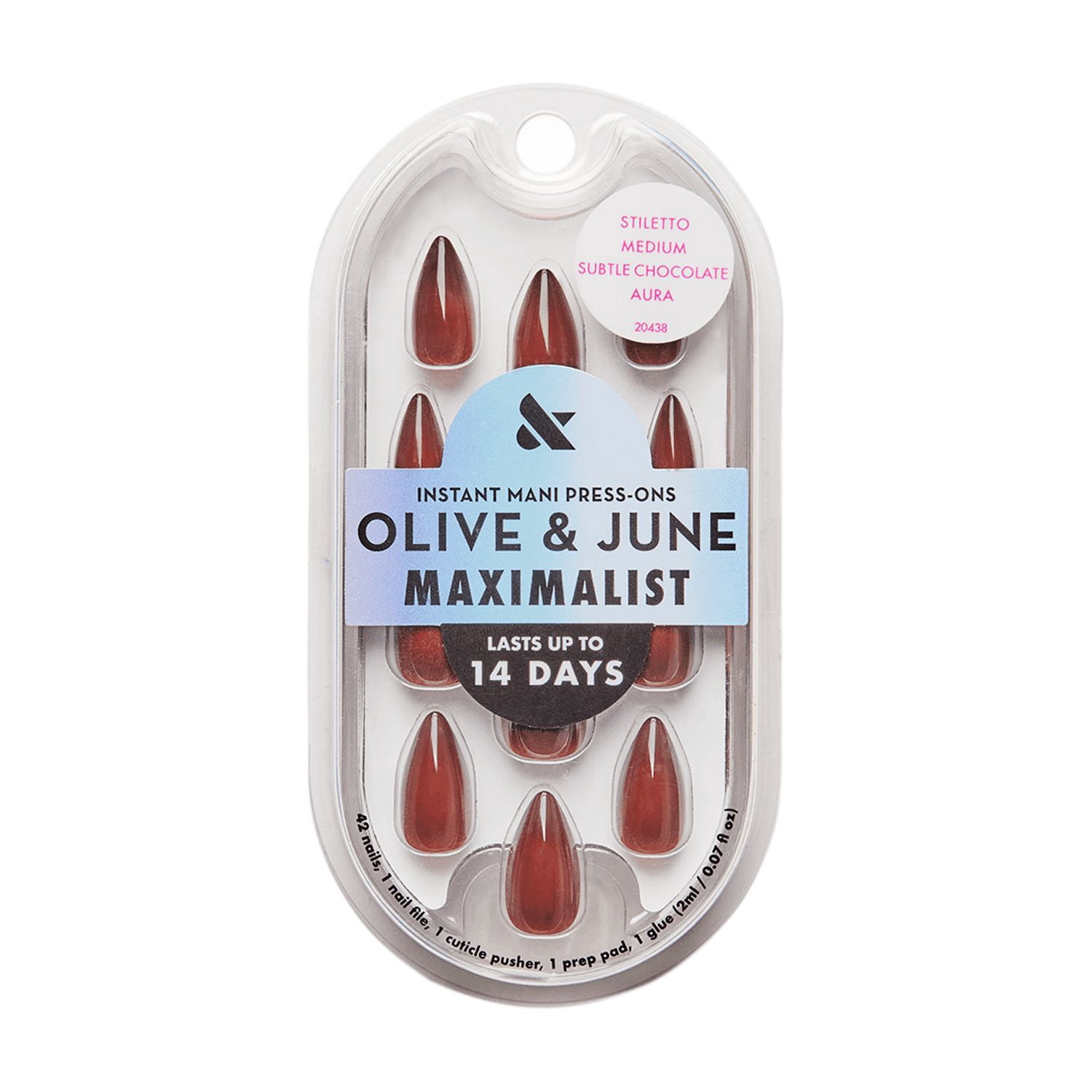 Olive & June Maximalist Medium Stiletto Press-on Nails, Subtle Chocolate Aura, 42 Pieces - Walmart.com
