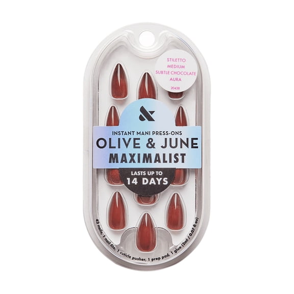 Olive & June Maximalist Medium Stiletto Press-on Nails, Subtle Chocolate Aura, 42 Pieces