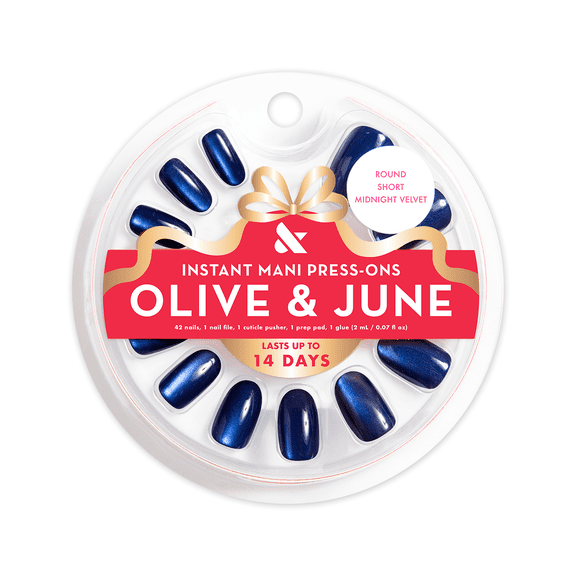Olive & June Press On Midnight Velvet, Short, Round