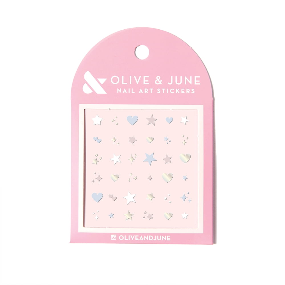 Olive & June Nail Art Stickers, Hearts and Stars, MultiColor, 36 Count