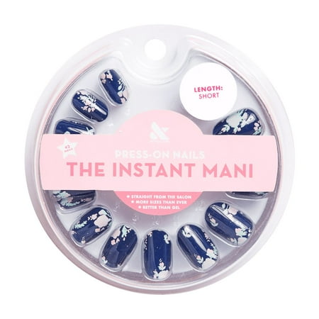 Olive & June Press-on Artificial Nails, Round Short, Micro Floral, Blue, 42 Ct