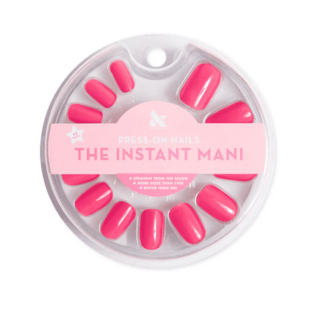 Olive & June Press-on Artificial Nails, Squoval Short, Hot Strawberry, Pink, 42 Ct