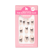 Olive & June Super Stick Mani Short Round Press-On Tabs, Dainty Bows, 32 Pieces