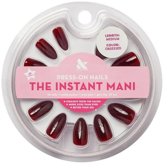 Olive & June The Instant Mani Press-On Nails Obsessed, Almond Medium 1.0 set Pack of 3