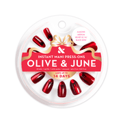 Olive & June Press On Velvet SC w/ Black Bow, Medium, Almond