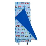 Olive Kids by Wildkin Original Nap Mat with Pillow, Features Trains, Planes and Trucks with Hook & Loop Fastener in Cotton Blend Materials