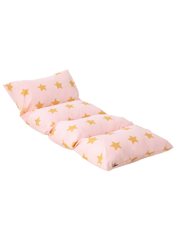 Olive Kids by Wildkin, Toddler Pillow Lounger, Features Pink and Gold Stars with Separate Pillow Pockets with Envelope Closure, Pink