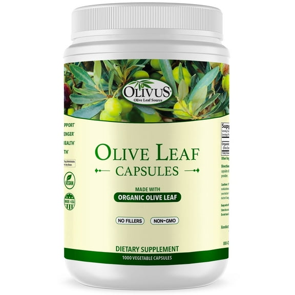 Olive Leaf Capsules - 550 mg each - 100% Organic Olive Leaf Powder with No Fillers - 1000 Count Bottle