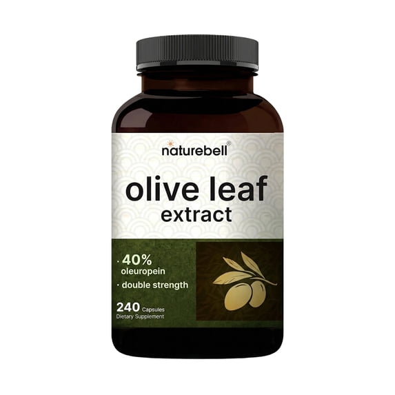 NatureBell Olive Leaf Extract - 240 Capsules - High Strength 50:1 Concentrated Extract with Oleuropein - Immune, Heart & Circulation Support - 120 Servings