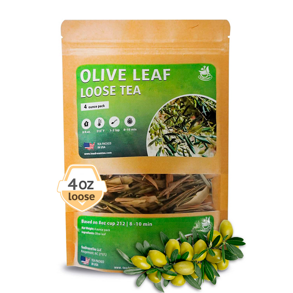 Olive Leaf Tea Loose Leaf – 4 oz Olive Tea – Olive Tea Leaf – Olive Leaf Tea Bulk – Olive Leaf Whole – Caffeine Free – Loose Leaf Herbal Tea - Olive Leaf Tea For High Blood Pressure