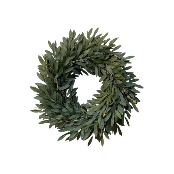 Olive Leaf Wreath, Artificial Spring Wreath for Front Door Decor, Heart-Shaped Valentine's Day Home Party Decoration, 55cm